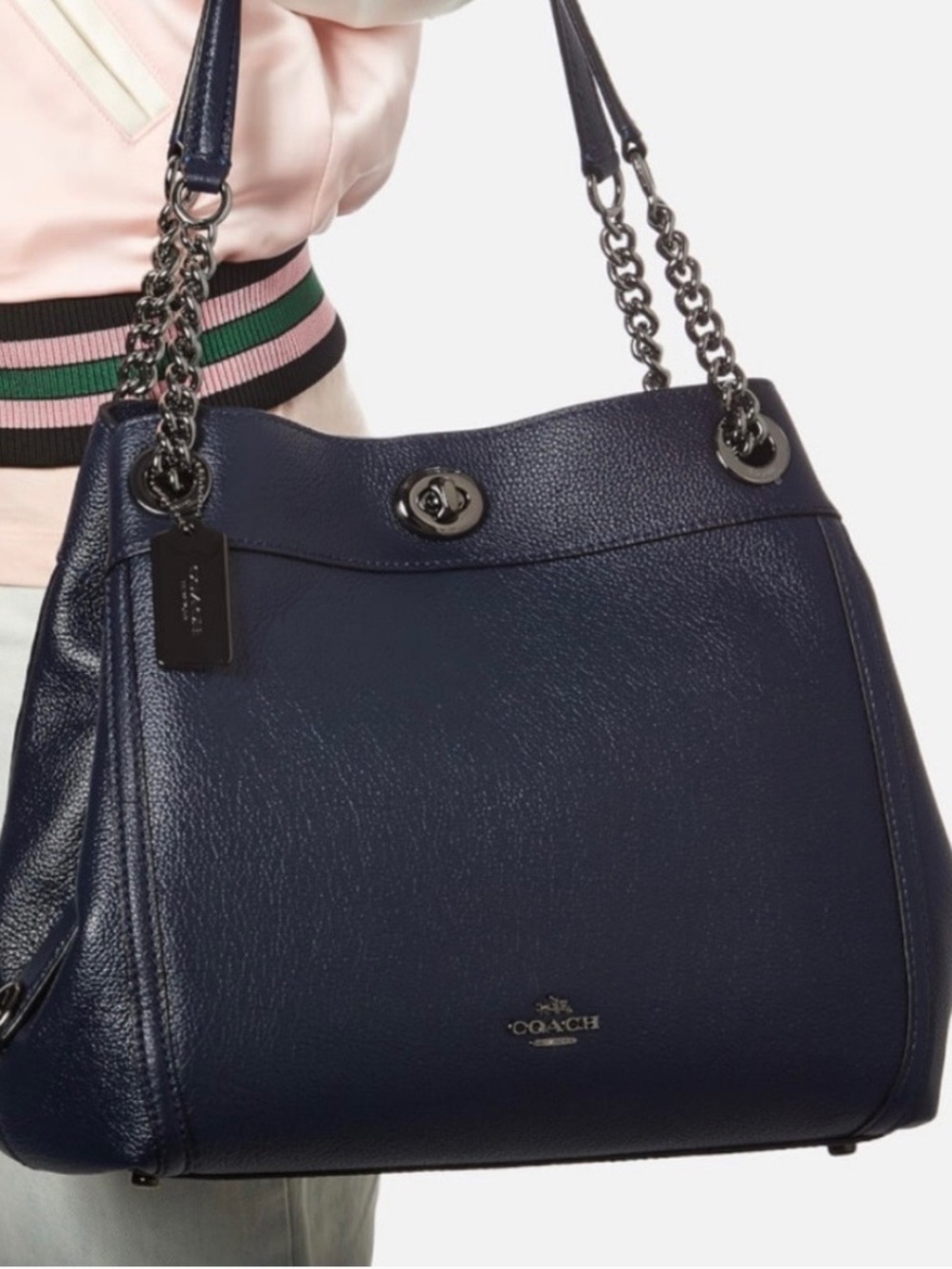 Coach Turnlock Edie Shoulder Bag in Navy